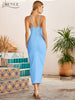 Adyce Summer Women Bodycon Bandage Dress Sexy V Neck Spaghetti Strap Slit Club Celebrity Cocktail Evening Runway Party Maxi Dres