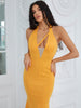 Adyce Summer Women Maxi Hater Sleeveless Dress Sexy Backless V Neck Yellow Celebrity Evening Club Party Dresses Vestidos