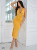 Adyce Summer Women Maxi Hater Sleeveless Dress Sexy Backless V Neck Yellow Celebrity Evening Club Party Dresses Vestidos