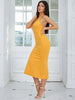 Adyce Summer Women Maxi Hater Sleeveless Dress Sexy Backless V Neck Yellow Celebrity Evening Club Party Dresses Vestidos