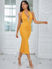 Adyce Summer Women Maxi Hater Sleeveless Dress Sexy Backless V Neck Yellow Celebrity Evening Club Party Dresses Vestidos