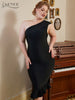 Adyce Summer Women's Plus Size Mermaid Bandage Dress Sexy One Shoulder Sleeveless Night Club Celebrity Evening Party Midi Dress