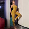 Adyce Summer Yellow Bandage Jumpsuits For Women Sexy Hollow Out Sleeveless &Full Pants Draped Club Streetwear Rompers Jumpsuits