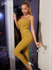 Adyce Summer Yellow Bandage Jumpsuits For Women Sexy Hollow Out Sleeveless &Full Pants Draped Club Streetwear Rompers Jumpsuits