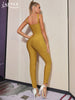 Adyce Summer Yellow Bandage Jumpsuits For Women Sexy Hollow Out Sleeveless &Full Pants Draped Club Streetwear Rompers Jumpsuits