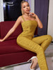 Adyce Summer Yellow Bandage Jumpsuits For Women Sexy Hollow Out Sleeveless &Full Pants Draped Club Streetwear Rompers Jumpsuits