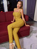 Adyce Summer Yellow Bandage Jumpsuits For Women Sexy Hollow Out Sleeveless &Full Pants Draped Club Streetwear Rompers Jumpsuits