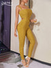 Adyce Summer Yellow Bandage Jumpsuits For Women Sexy Hollow Out Sleeveless &Full Pants Draped Club Streetwear Rompers Jumpsuits
