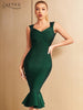 Adyce Tank Mermaid Bodycon Bandage Dress For Women 2023 Summer Sexy Sleeveless V Neck Outwear Evening Club Celebrity Party Dress