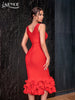 Adyce Tank V Neck Mermaid Bandage Dress Women 2023 Sexy Cascading Ruffles Midi Celebrity Club Evening Party Female Dress Vestido