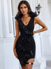 Adyce V Neck Black Ruffles Mini Bandage Dress Vestidos 2023 Summer Sexy Tank Sleeveless Night Club Celebrity Party Female Dress