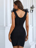 Adyce V Neck Black Ruffles Mini Bandage Dress Vestidos 2023 Summer Sexy Tank Sleeveless Night Club Celebrity Party Female Dress