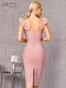 Adyce V Neck Pink Bodycon Bandage Dress For Women 2023 Summer Sexy Ruffles Sleeveless Midi Celebrity Evening Runway Club Dresses