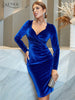Adyce Velvet Evening Dress For Women Sexy V Neck 2023 Winter Birthday Night Club Celebrity Party Long Sleeve Midi Dress Vestidos