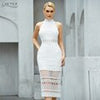Adyce White Lace Sleeveless Maxi Dress For Women 2023 Summer Sexy Halter Hollow Out Wedding Club Celebrity Party Female Dresses