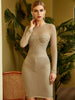 Adyce Winter Long Sleeve Bodycon Bandage Dress Women Sexy Lace O Neck Hollow Out Club Outfits Evening Party Female Dress Vestido