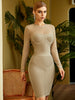 Adyce Winter Long Sleeve Bodycon Bandage Dress Women Sexy Lace O Neck Hollow Out Club Outfits Evening Party Female Dress Vestido