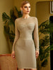 Adyce Winter Long Sleeve Bodycon Bandage Dress Women Sexy Lace O Neck Hollow Out Club Outfits Evening Party Female Dress Vestido
