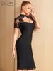 Adyce Women Black Lace Bodycon Bandage Dress Sexy Summer Short Sleeve Celebrity Evening Elegant Outwear Club Party Outfits Dress