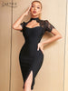 Adyce Women Black Lace Bodycon Bandage Dress Sexy Summer Short Sleeve Celebrity Evening Elegant Outwear Club Party Outfits Dress