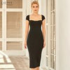 Adyce Women Black Short Sleeve Bodycon Bandage Dress 2023 Sexy Midi Club Celebrity Evening Runway Party Female Outfits Dress