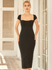 Adyce Women Black Short Sleeve Bodycon Bandage Dress 2023 Sexy Midi Club Celebrity Evening Runway Party Female Outfits Dress