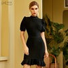 Adyce Women Bodycon Bandage Dress 2023 Summer Sexy O Neck Short Sleeve Ruffles Celebrity Evening Runway Party Outfits Dress