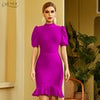 Adyce Women Bodycon Bandage Dress 2023 Summer Sexy O Neck Short Sleeve Ruffles Celebrity Evening Runway Party Outfits Dress