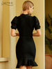 Adyce Women Bodycon Bandage Dress 2023 Summer Sexy O Neck Short Sleeve Ruffles Celebrity Evening Runway Party Outfits Dress