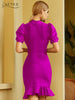 Adyce Women Bodycon Bandage Dress 2023 Summer Sexy O Neck Short Sleeve Ruffles Celebrity Evening Runway Party Outfits Dress