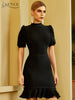 Adyce Women Bodycon Bandage Dress 2023 Summer Sexy O Neck Short Sleeve Ruffles Celebrity Evening Runway Party Outfits Dress