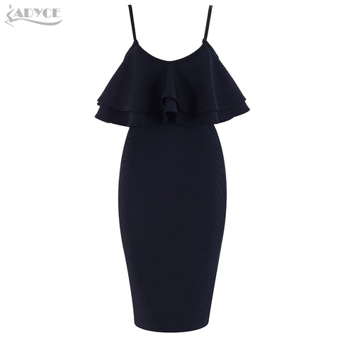 Women Bodycon Summer Bandage Dress 2022 Red Spaghetti Strap Vestidos Strapless Ruffles Midi Celebrity Evening Party Dress