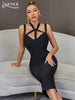 Adyce Women Cut Out Bodycon Bandage Dress Summer Sexy Club Midi Black Halter Sleeveless Celebrity Runway Party Zipper Lady Dress