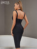 Adyce Women Cut Out Bodycon Bandage Dress Summer Sexy Club Midi Black Halter Sleeveless Celebrity Runway Party Zipper Lady Dress