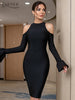 Adyce Women Elegant Bodycon Bandage Dress 2023 Spring Sexy Hollow Out Long Sleeve Evening Midi Celebrity Party Dresses Vestidos