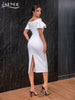 Adyce Women Elegant Off Shoulder Midi Party Dress Summer Sexy Ruffles Space Cotton Wedding Club Celebrity Evening Female Dresses