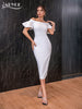 Adyce Women Elegant Off Shoulder Midi Party Dress Summer Sexy Ruffles Space Cotton Wedding Club Celebrity Evening Female Dresses