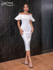Adyce Women Elegant Off Shoulder Midi Party Dress Summer Sexy Ruffles Space Cotton Wedding Club Celebrity Evening Female Dresses