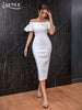 Adyce Women Elegant Off Shoulder Midi Party Dress Summer Sexy Ruffles Space Cotton Wedding Club Celebrity Evening Female Dresses