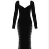 Adyce Women Evening Maxi Velvet Outfits Dress Sexy Black Lace Long Sleeve V Neck See Through Elegant Celebrity Club Party Dress