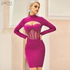 Adyce Women Hollow Out Bodycon Bandage Dress 2023 Winter Sexy Rose Red Lace Long Sleeve Club Celebrity Runway Party Dresses
