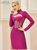 Adyce Women Hollow Out Bodycon Bandage Dress 2023 Winter Sexy Rose Red Lace Long Sleeve Club Celebrity Runway Party Dresses