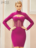 Adyce Women Hollow Out Bodycon Bandage Dress 2023 Winter Sexy Rose Red Lace Long Sleeve Club Celebrity Runway Party Dresses
