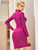 Adyce Women Hollow Out Bodycon Bandage Dress 2023 Winter Sexy Rose Red Lace Long Sleeve Club Celebrity Runway Party Dresses