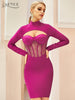 Adyce Women Hollow Out Bodycon Bandage Dress 2023 Winter Sexy Rose Red Lace Long Sleeve Club Celebrity Runway Party Dresses