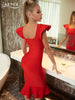 Adyce Women Midi Mermaid Bandage Dress 2023 Summer Sexy Red Clubwear Evening Party Celebrity Bodycon Dresses Outfits