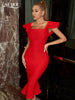 Adyce Women Midi Mermaid Bandage Dress 2023 Summer Sexy Red Clubwear Evening Party Celebrity Bodycon Dresses Outfits