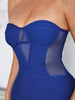 Adyce Women Strapless Midi Bandage Dress Summer Sexy Sleeveless Blue Mesh See Through Evening Celebrity Night Club Party Dresses