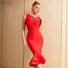 Adyce Women Trumpet Bodycon Bandage Dress 2023 Sexy One Shoulder Sleeveless Elegant Midi Celebrity Club Party Dress Vestidos