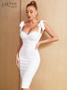 Adyce Women White Lace Night Club Midi Dress Sexy Spaghetti Strap Sleeveless Bow Celebrity Runway Party Outfits Dresses